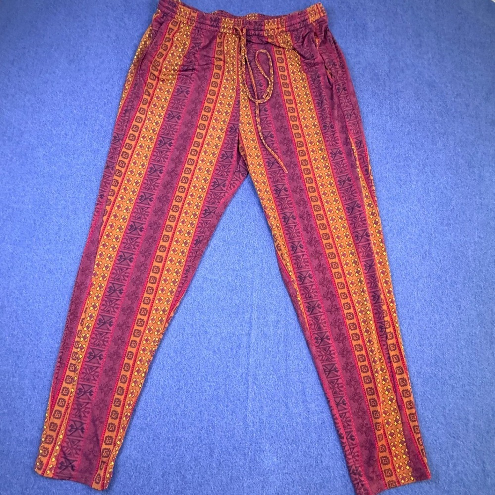BCBGeneration Purple Orange Geometric Stripe Pants Womens Medium Boho